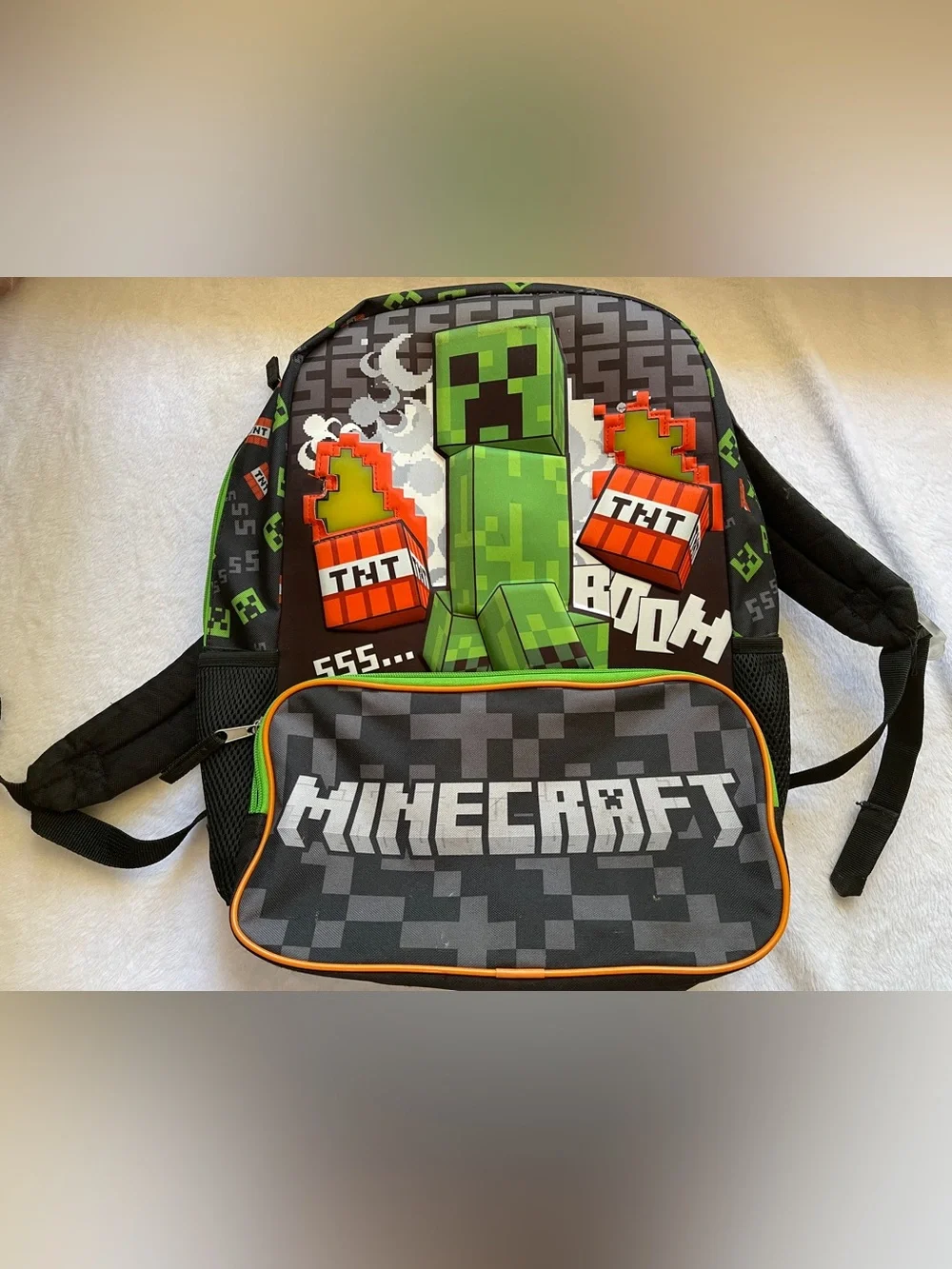 Minecraft Creeper 3D Molded Backpack School Book Bag 17 in